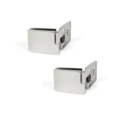 Jeu de charnières pour portes en verre, centrales, épaisseur 4-5mm, Zamak, Chromé brillant-Emuca