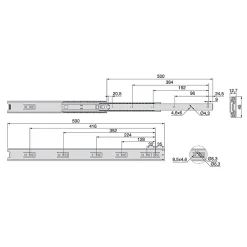 Emuca Jeu de coulisses à billes pour tiroir à sortie totale, hauteur 45mm, longueur 500mm, Acier, Zingué^ Discount