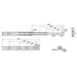 Emuca Jeu de coulisses à billes pour tiroir à sortie totale, hauteur 45mm, longueur 400mm, Acier, Zingué^ Discount