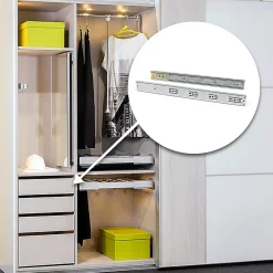 Emuca Jeu de coulisses à billes pour tiroirs à sortie totale, fermeture amortie, hauteur 45mm, longueur 450mm, Acier, Zingué- Discount