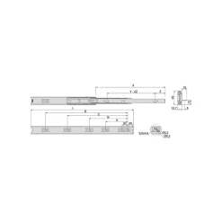 Emuca Jeu de coulisses à billes à sorties totale avec supports, hauteur 45mm, longueur 500mm, Acier, Zingué- Hot