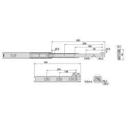 Emuca Jeu de coulisses à billes pour tiroir à sortie totale, hauteur 45mm, longueur 350mm, Acier, Zingué- Sale
