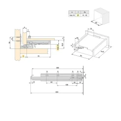Emuca Jeu de coulisses invisibles pour tiroir Silver, à sortie totale, avec fermeture amortie et loqueteau, profondeur 290mm,- Discount