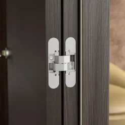 Lot de 2 charnières à boîtier pour portillon, charge 40kg, ouverture à 180 degrés, Zamak, Blanc-Emuca Clearance