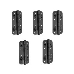 Lot de 5 charnières de porte de sécurité, 150x80mm, charnières anti-dégondage à bords arrondis, sans garniture, Acier, Noir-Emuca Clearance