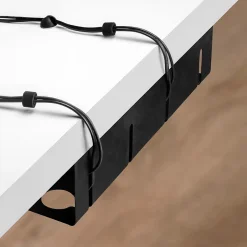 Lot de 2 Chemin de câbles sous le bureau, Longueur 430 mm, Acier, Peint en noir-Emuca