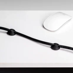 Lot de 2 Chemin de câbles sous le bureau, Longueur 430 mm, Acier, Peint en noir-Emuca