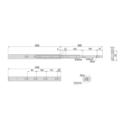 Emuca Lot de 5 jeux de coulisses pour tiroirs, roulement à billes, hauteur 45mm, profondeur 500mm, à sortie totale, avec push,^ Best