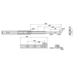 Emuca Lot de 5 jeux de Coulisses pour tiroirs, roulement à billes, hauteur 45mm, profondeur 350mm, sortie totale, zingué- New