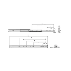 Emuca Lot de 4 jeux de Coulisses de tiroir sur roulement à billes pour charges lourdes, sortie totale, hauteur 51mm, profondeur- Best
