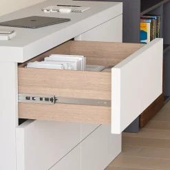 Emuca Lot de 5 jeux de coulisses pour tiroirs, roulement à billes, hauteur 45mm, profondeur 300mm, à sortie totale, avec push,- Best