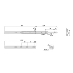 Emuca Lot de 5 jeux de coulisses pour tiroirs, roulement à billes, hauteur 45mm, profondeur 350mm, à sortie totale, avec push,- Discount
