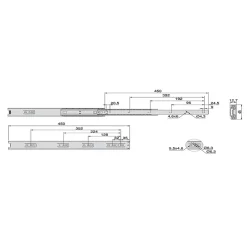 Emuca Lot de 5 jeux de Coulisses pour tiroirs, roulement à billes, hauteur 45mm, profondeur 450mm, sortie totale, Noir^ New