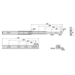 Emuca Lot de 5 jeux de Coulisses pour tiroirs, roulement à billes, hauteur 45mm, profondeur 400mm, sortie totale, Zingué- Online