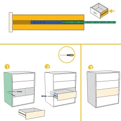 Emuca Lot de 5 jeux de coulisses de tiroir, roulement à billes, hauteur 17mm, profondeur 246mm, sortie partiel, Zingué^ Sale