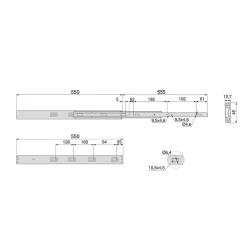 Emuca Lot de 5 jeux de coulisses pour tiroirs, roulement à billes, hauteur 45mm, profondeur 550mm, à sortie totale, avec push,^ Outlet