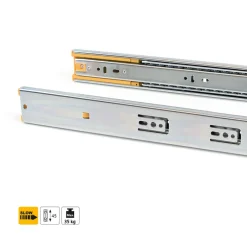 Emuca Lot de 5 jeux de coulisses de tiroirs, roulement à billes, hauteur 45mm, profondeur 450mm, sortie totale, fermeture amortie,^ Clearance