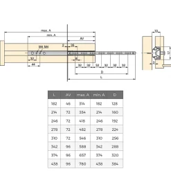 Emuca Lot de 5 jeux de coulisses de tiroir, roulement à billes, hauteur 17mm, profondeur 278mm, sortie partiel, Zingué- Sale