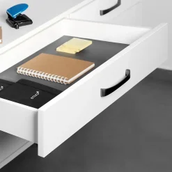 Emuca Lot de 10 jeux de coulisses de tiroir invisible Silver, à sortie totale, avec fermeture amortie et loqueteau, profondeur- Clearance