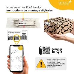 Emuca Lot de 10 jeux de coulisses de tiroir invisible Silver, à sortie totale, avec fermeture amortie et loqueteau, profondeur- Clearance