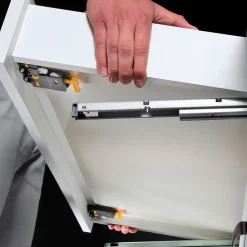 Emuca Lot de 10 jeux de coulisses de tiroir invisible Silver, à sortie totale, avec fermeture amortie et loqueteau, profondeur- Clearance