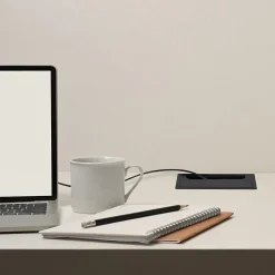 Lot de 5 Passe-câbles pour tables Quadrum, rectangulaires, 159x80mm, à encastrer, Aluminium, Peint en noir^Emuca Sale