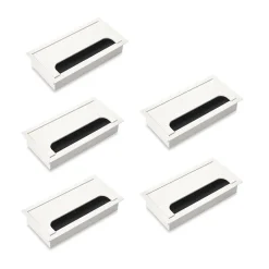 Lot de 5 Passe-câbles pour tables Quadrum, rectangulaires, 159x80mm, à encastrer, Aluminium, Peint en blanc^Emuca Sale