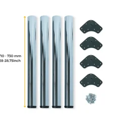 Lot de 4 pieds de table, diamètre 60mm, H 710mm, Acier, Chromé-Emuca Best