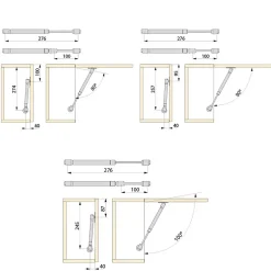 Lot de 10 pistons pour portes Relevable H, 11kg, course 100mm, avec loquets, acier et plastique, gris métallisé^Emuca Discount