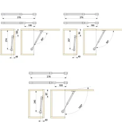 Lot de 10 pistons pour portes Relevable H, 11kg, course 100mm, avec loquets, acier et plastique, gris métallisé^Emuca Discount