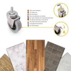 Lot de 4 roulettes Slip gris-noir avec boulon, diamètre 50mm, Acier et Plastique, Gris Plastique^Emuca Hot