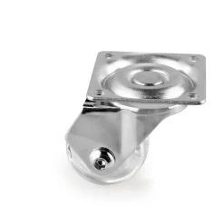 Lot de 4 roulettes transparentes Slip 3 avec plétine de montage, diamètre 35mm, Acier et Plastique-Emuca New