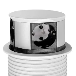 Multiconnecteur Vertikal Push diamètre 100mm, 3 prises de type Schuko, 1 USB type A, 1 USB type C, Acier et Plastique, Peint-Emuca Hot