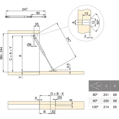 Piston de porte relevable Thin, diamètre 12mm, avec loquets, 10kg, acier et plastique, nickelé mat-Emuca Discount