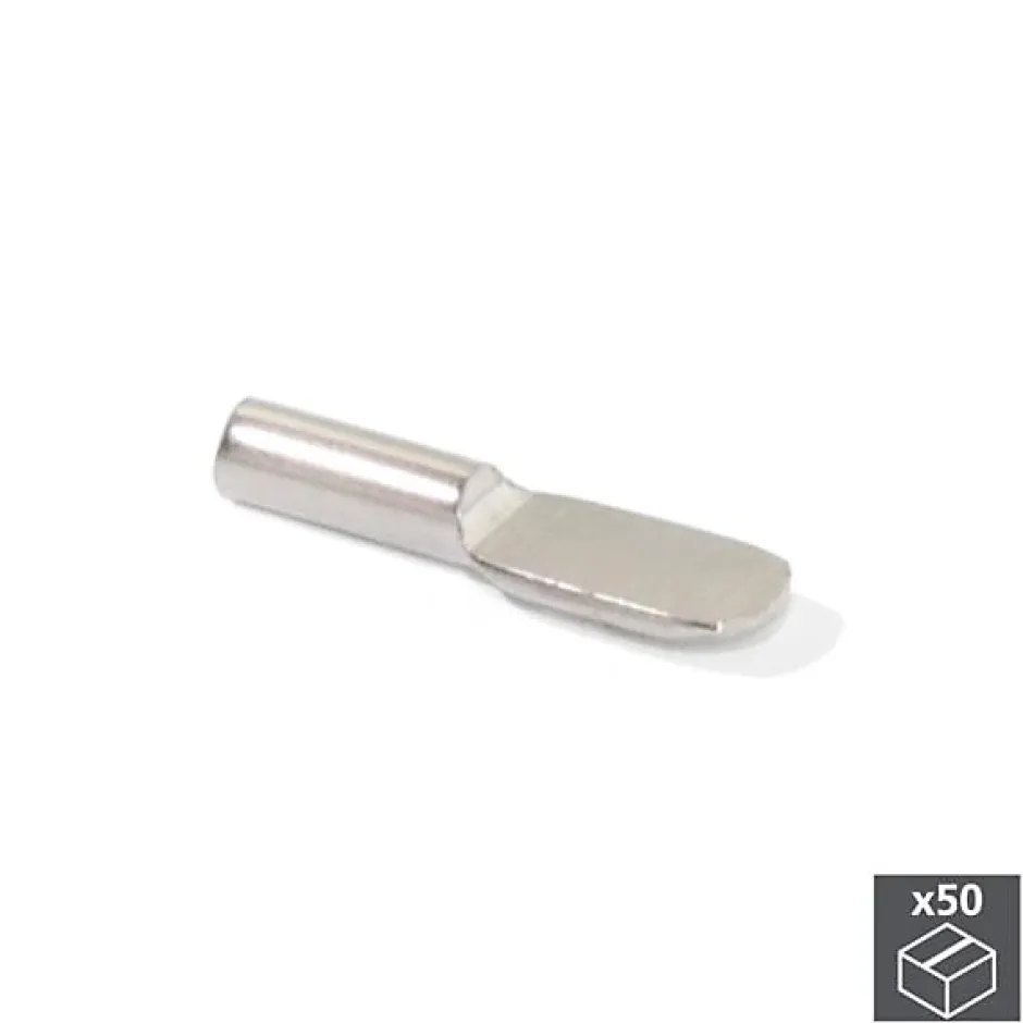 Support pour étagères en bois, cuillère, D. 5 mm, Acier, Nickelé, 50 ut.--Emuca Online