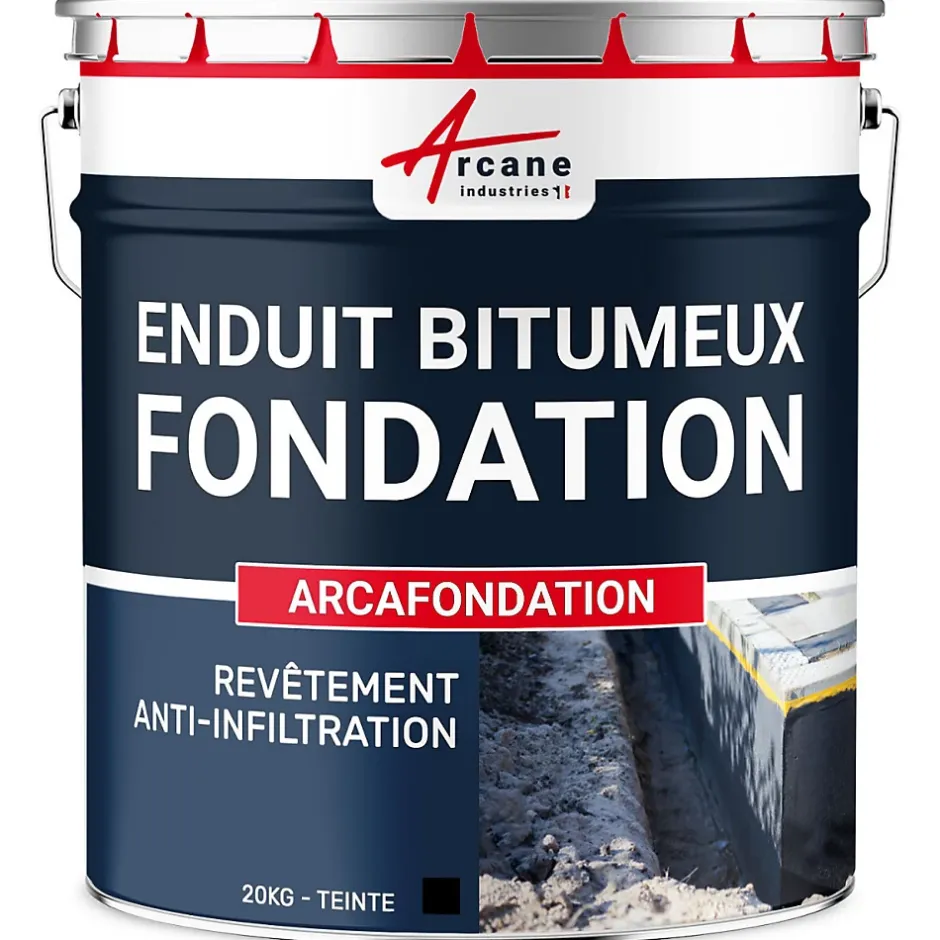 Enduit bitumineux pour Fondations Murs enterrés - ARCAFONDATION. Noir - 20 kg -^Arcane Industries Clearance