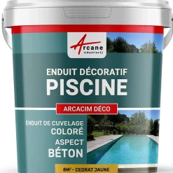ENDUIT DE CUVELAGE PISCINE FINITION BETON CIRE - ARCACIM DECO Cédrat Jaune - 8 m² --Arcane Industries Best