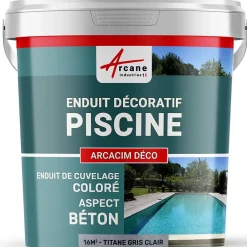 ENDUIT DE CUVELAGE PISCINE FINITION BETON CIRE - ARCACIM DECO Titane Gris Clair - 16 m² -^Arcane Industries Outlet