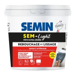 Enduit de Rebouchage Allégé pour Trous et Fissures Importants, Sem-Light , Intérieur, Seau de 5 L^Semin Best