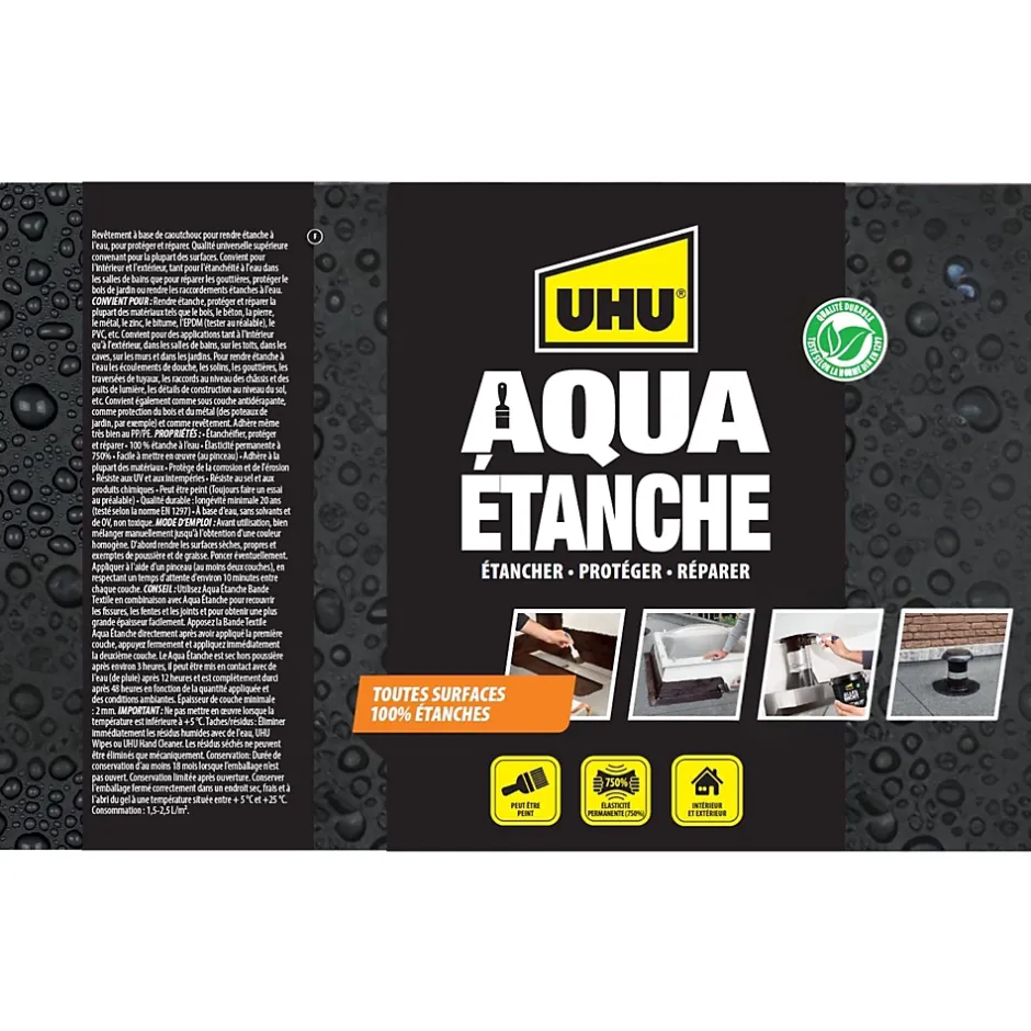 Enduit d'étanchéité noir Aqua étanche pot de 750 ml^UHU Clearance