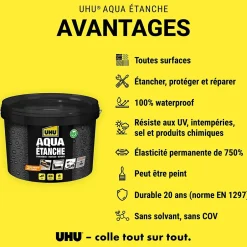 Enduit d'étanchéité noir Aqua étanche, seau de 2,5L-UHU Online