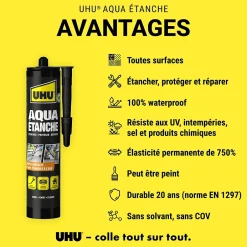 Enduit d'étanchéité noir Aqua étanche cartouche de 310g^UHU Sale
