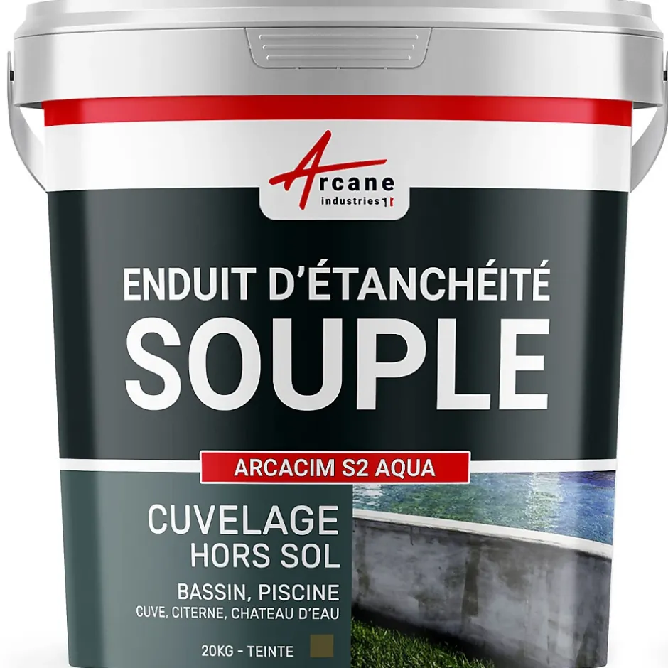 Enduit d'étanchéité Piscine Cuve Hors Sol - ARCACIM S2 AQUA. Gris Marron Proche - RAL 7013 - 20 kg -^Arcane Industries Hot