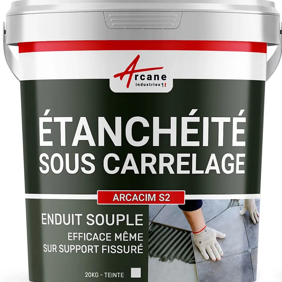 Enduit d'étanchéité sous carrelage dalle/chape extérieure - ARCACIM S2 Blanc - 20 kg -^Arcane Industries Sale
