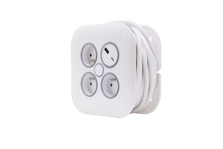 Enrouleur 3 prises + 2 USB-A/C -^Zenitech Clearance