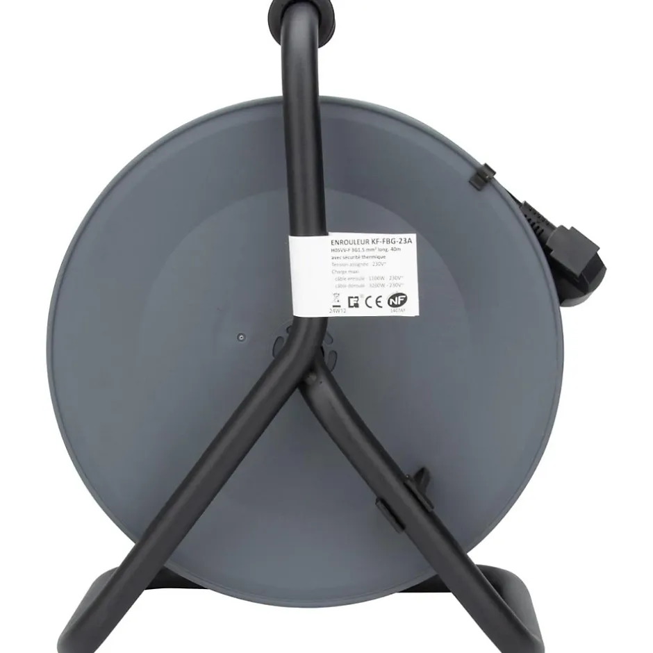 Enrouleur 4 prises 40m + coupe-circuit + support^Zenitech New