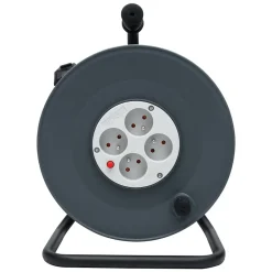 Enrouleur 4 prises 40m + coupe-circuit + support^Zenitech New