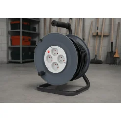 Enrouleur 4 prises 25m + coupe-circuit + support-Zenitech Online