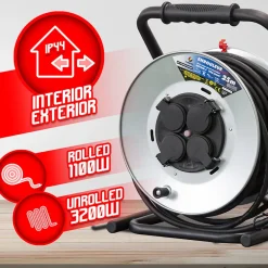 Enrouleur 4 prises-h07rn-3g2.5MM²-25M - Acier galvanisé --I-Watts Pro Best