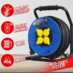 Enrouleur 4 prises-h07rn-3g2.5MM²-40M -^I-Watts Pro Online